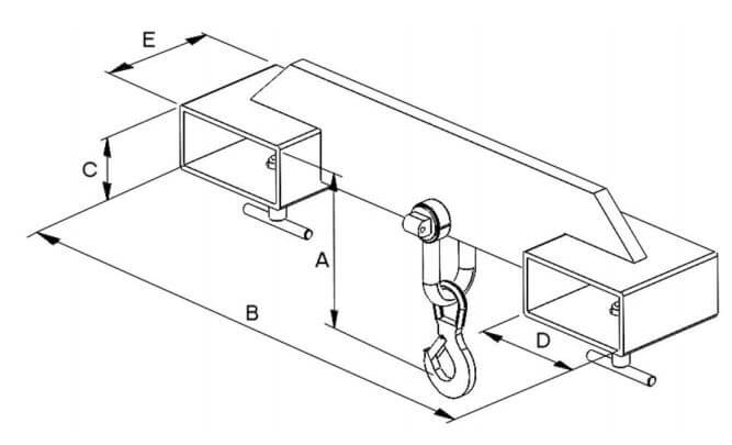 Dimensions of forklift jib attachment
